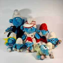 Vintage 80's smurfs plush doll lot some with tags