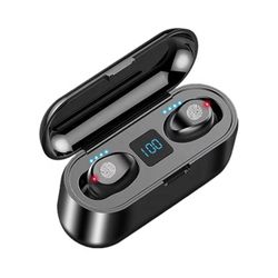 Wireless Bluetooth Headphones Waterproof LED Display Black Color 