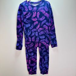 Cuddl Duds Girls Purple Butterfly Thermal Pajama Set Size S 6 Long Sleeve 2pc