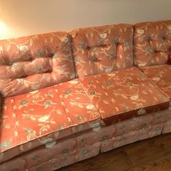 Vintage Salmon Colored Sofa