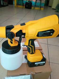 PORTABLE CORDLESS ELECTRIC PAINT SPRAYER WITH TWO RECHARGEABLE BATTERIES 18V 5.5Ah
portable cordless electric paint sprayer, commonly powered by lithi
