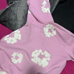 not1shop 24ss tears pullover ready pink cotton flower puff print hoodie