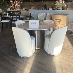 Black 5PC Marble Dining Table Set