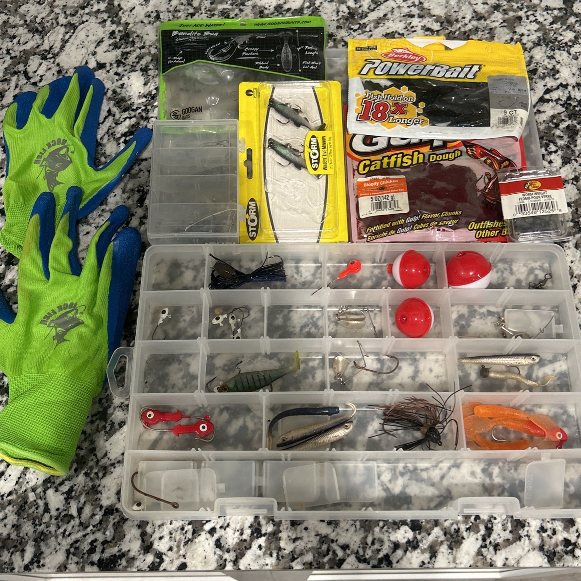 Fishing Lures Hooks Weights And Tackle Box