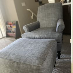 Upholstered Chair  And matching Ottoman 