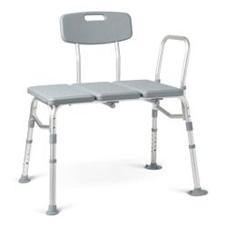 Medline Transfer Bench for Bathtubs and Showers, Adjustable Shower Bench and Bath Seat For Seniors and adults, Slip-resistant Feet, Heavy-Duty 400 lb.