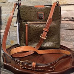 Dooney & Bourke Ostrich  Ridley Shoulder/Crossbody Bag Olive Green 8x10x5 NWT 