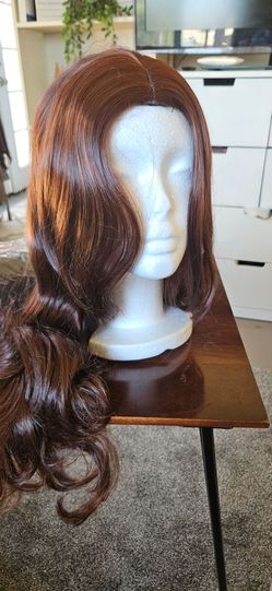Long Auburn Brown Wavy Wig