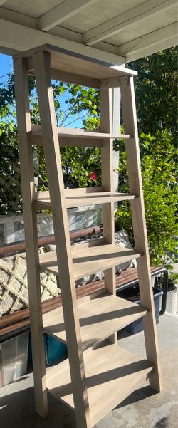 Tall Wooden Ladder Shelf Bookcase