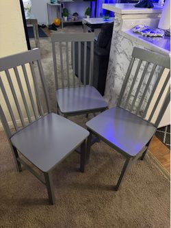 Set of 6 gray wood chairs