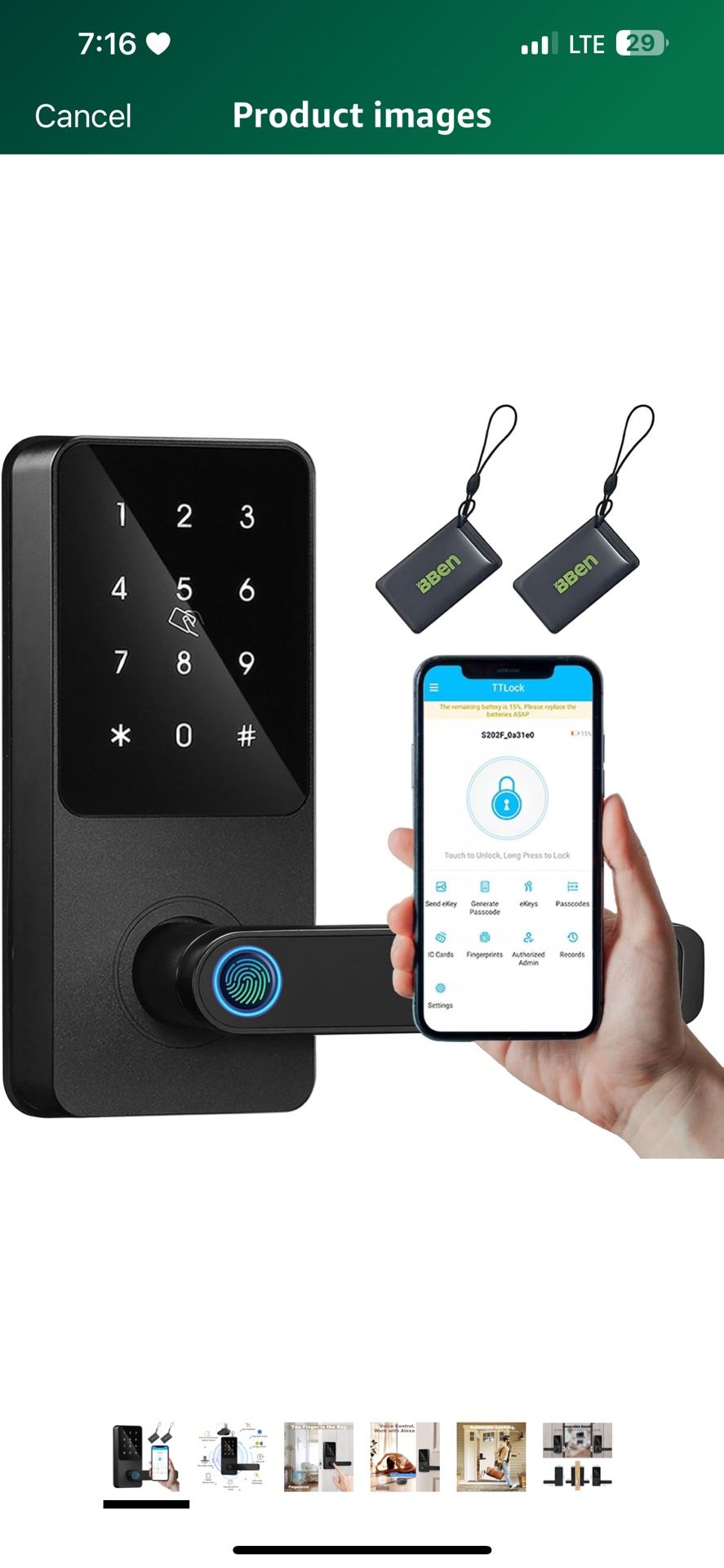 Fingerprint Keyless Entry Door Lock with Reversible Handle,Touchscreen Keypad,Electric Locks for Front Door,Digital Door Locks,Easy Installtion for Ho