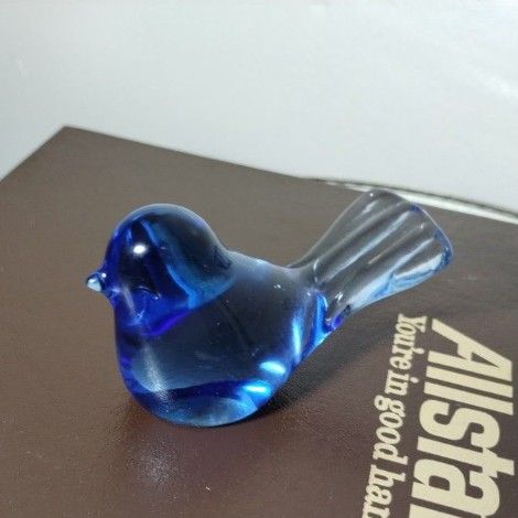 CRYSTAL GLASS BIRD FIGURINE/ PAPERWEIGHT 3"×2" - V80
