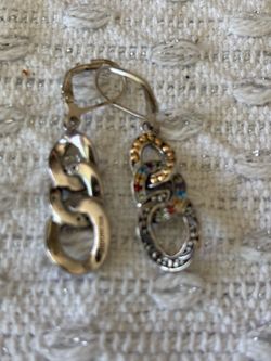 Artisan crafted Robert Manse SS Cuban link 19 karat gem earrings