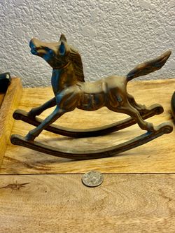 Vintage Solid Brass Rocking Horse Figurine – Mid Century Decor