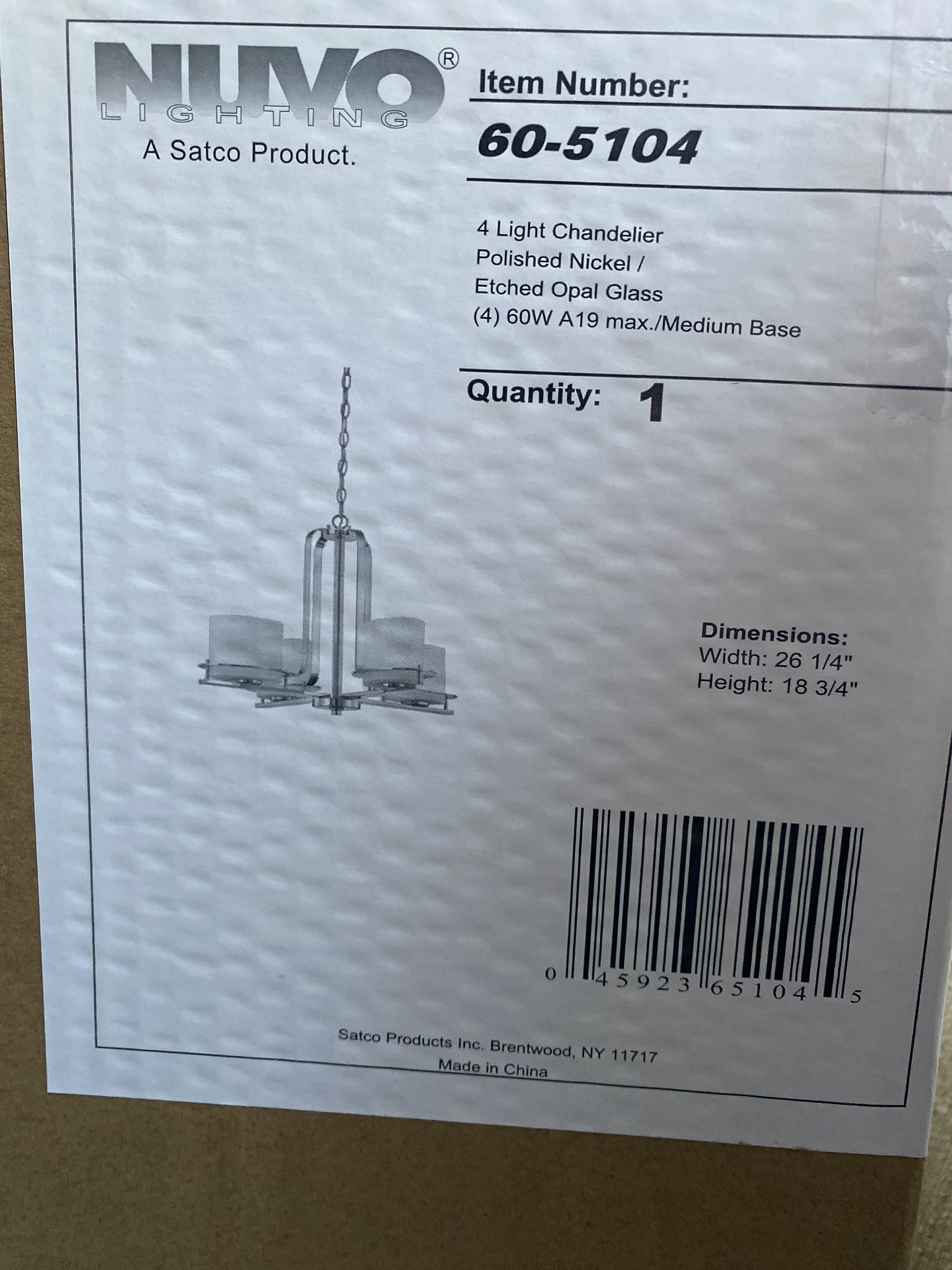 4 Light Chandelier Polished Nickel