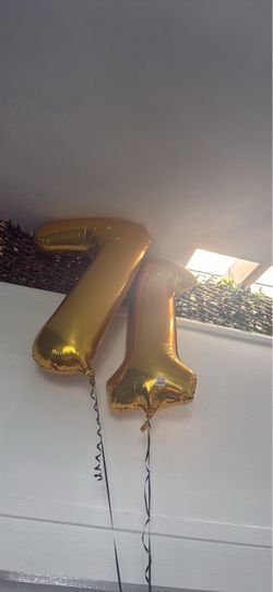 Giant Gold Number -1-7 Helium Balloons – 40”