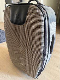 Vintage Rolling Suitcase / Travel Luggage – Retro Houndstooth Style