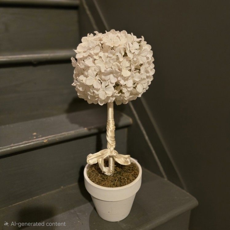 Silk Hydrangea Flower Set In A Ceramiic Pot