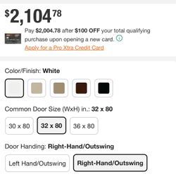 Titan Security Door 32x80 white Brand New