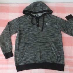 hooey 3 button up hoodie black grey M