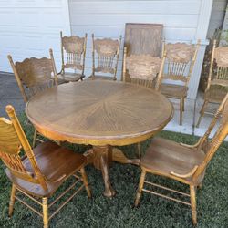 Oak Dining Table and 8 Chairs
