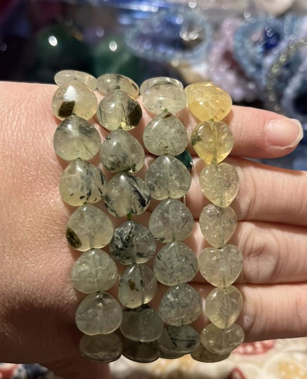 Heart Shaped Prehnite Bracelet