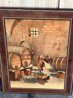 Marquetry Wood Veneer Art Piece