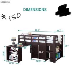 Owner Selling:  Brown - Twin Size - Loft Bed