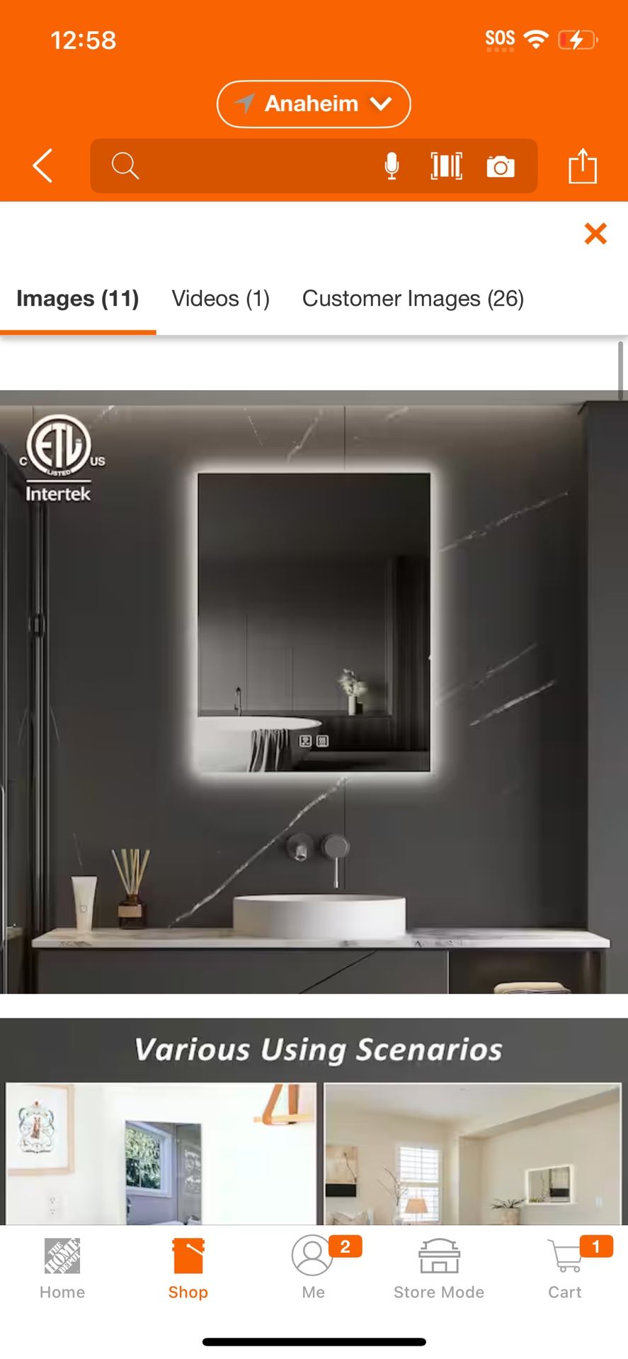 HOMLUX 24 in. W x 30 in. H Rectangular Frameless LED Light with 3-Color and Anti-Fog Wall Mounted Bathroom Vanity Mirror @448