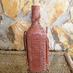 Leather Decanter Bottle HONDURAS 11”