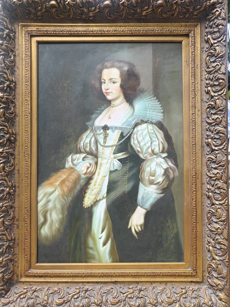Elegant Continental Portrait in Ornate Gilt Frame