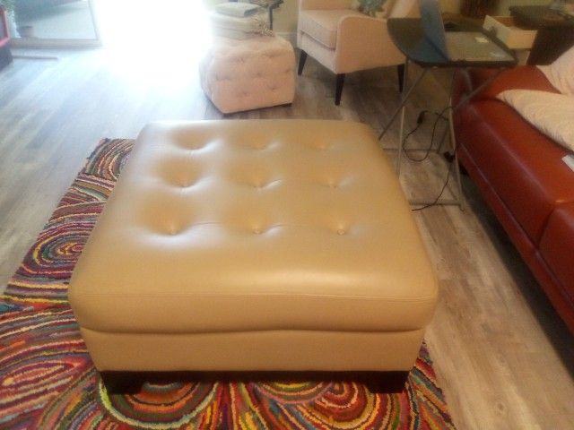 Taupe Faux Leather Ottoman/Coffee Table