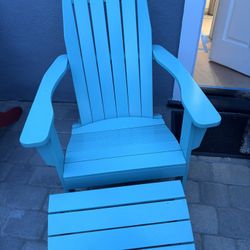 Turquoise Blue Adirondack Chair And Ottoman