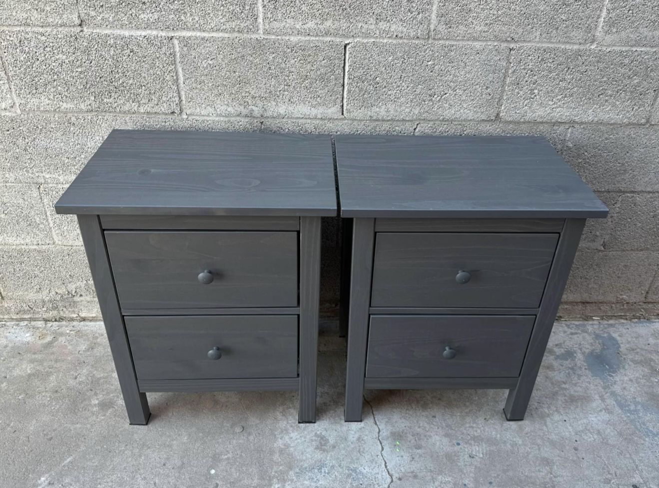 Ikea Hemnes Solid Wood Gray Nightstands