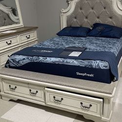 Realyn Farmhouse Style Bedroom Set • King/Queen Bed, Dresser, Mirror, Chest, Nightstand /P