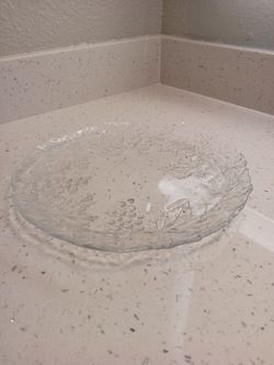 Clear Glass Serving Plate with Grape Leaf Design