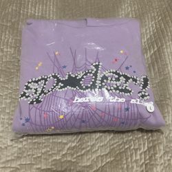 Sp5der Punk Lavender Hoodie, Size Large,New,Authentic 
