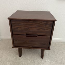 Mid Century Style Wood Nightstand Storage Cabinet