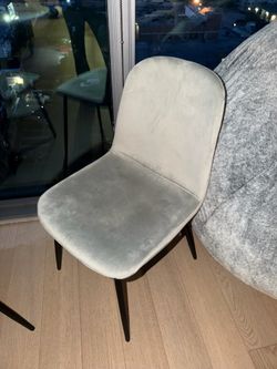 Gray Suede (2) Dining Chairs With Black Legs