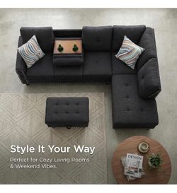 **NEW** Dark Grey L Shape Couch
