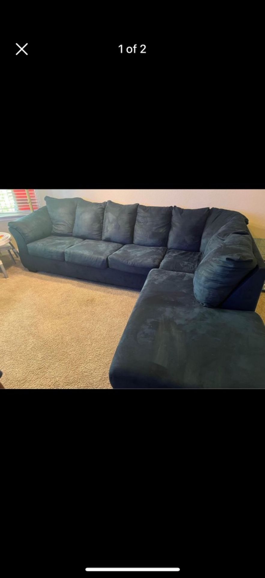 Blue Suede Sofa