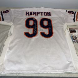 Authentic Auto Dan Hampton Nike Mens 52 Sewn Chicago Bears Jersey White Coa NFL