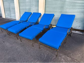 O.W. Lee,Patio, Outdoor, 4 Lounges, Wrought Iron, Reclining,With Sunbrella cushions.Classic
