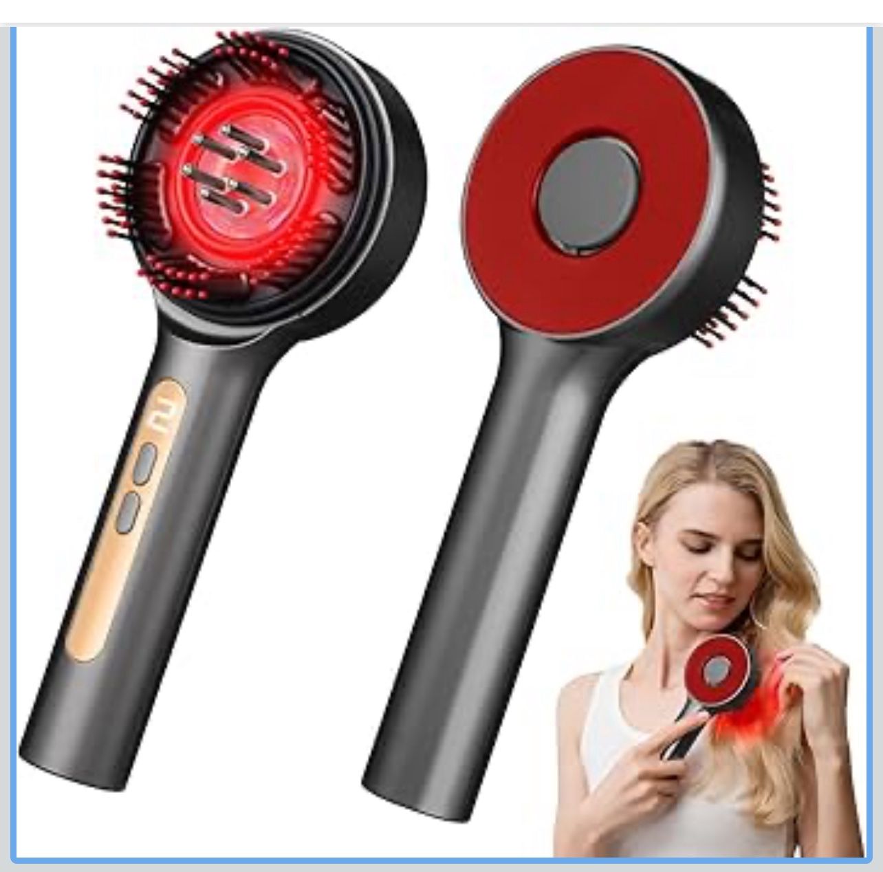 Electric Scalp Massager, 3-in-1 Hair Oil Applicator & IPX7 Waterproof Scalp Brush, Cordless, Portable Head Massager for Home & Travel, Red