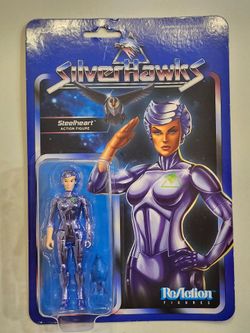 SUPER 7 REACTION FIGURES. SILVER HAWKS. STEELHEART 3.75 " VAC METAL  ACTION FIGURE.