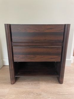 Dark wood nightstand w/ built in charging