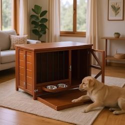 Wood Dog Crate Furniture Foldable Indoor Kennel for Small Medium Dogs Portable Pet Cage Easy Assembly