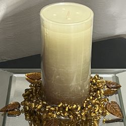 Pier 1 Amber Glass Bead Pillar Candle Rings, 2 Each (Candle Not Included)