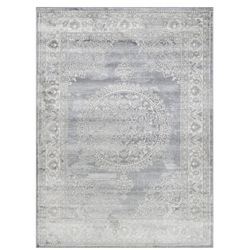 8/10 Light Gray Distressed Design Rug