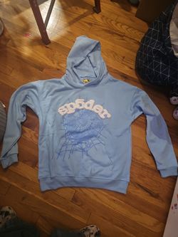 Light blue Sp5der hoodie with Rhinestone